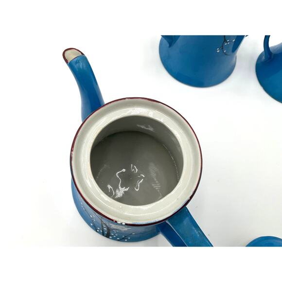 Made in Japan White Cherry Blossom Tea Set in Robins Egg Blue - Picture 4 of 8